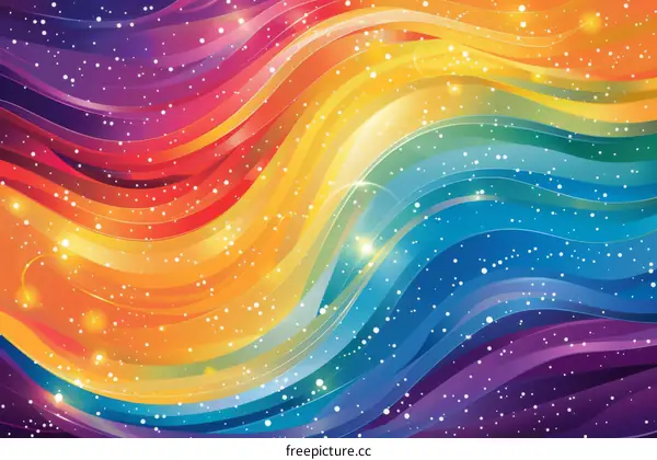 Colorful Wavy Background with Stars