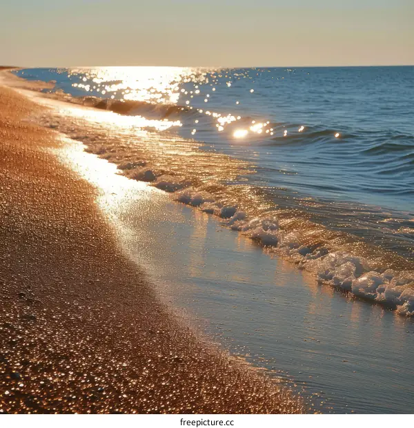 Golden Sand and Blue Water Sunset Beach