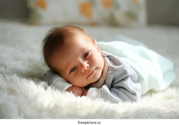 Peaceful Newborn Baby on a Soft Bed