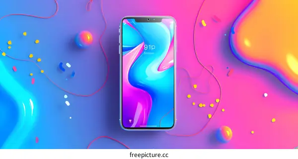 Colorful Abstract Phone Background With Liquid Shapes