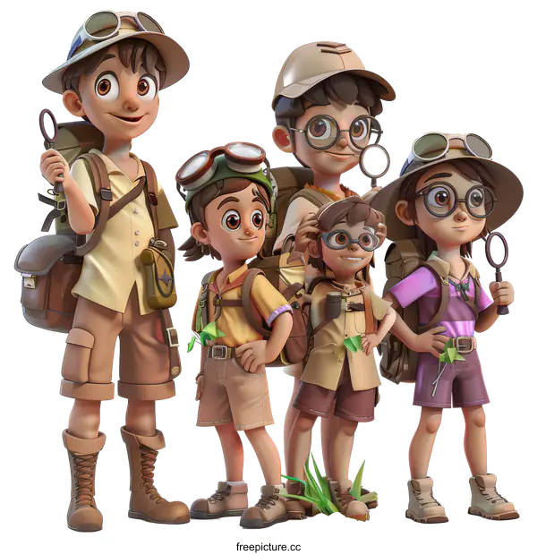 Group Of Young Explorers Ready For Adventure