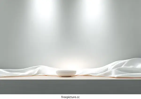 Elegant White Fabric Display with Bowl