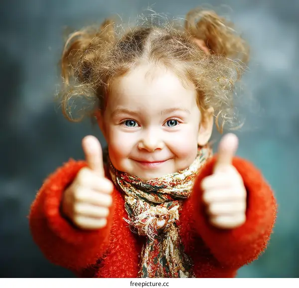 Happy Little Girl Giving Thumbs Up