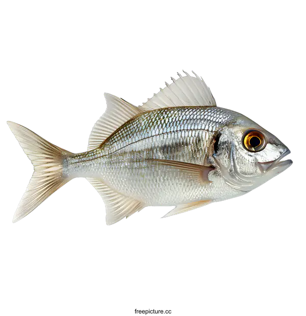 [Transparent Background PNG]Silver Fish on White Background