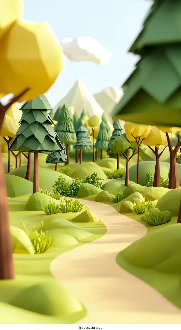 Low Poly Forest Path Illustration