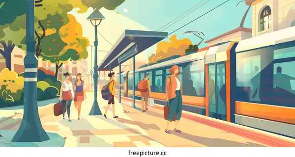 People Waiting for Train at City Station