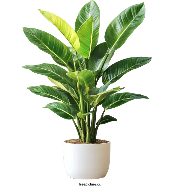 [Transparent Background PNG]Elegant Indoor Plant in White Pot