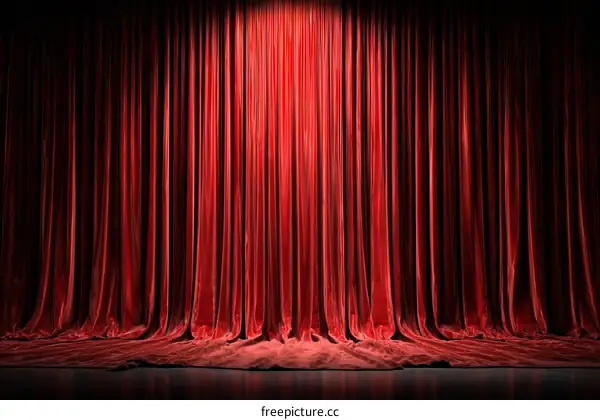 Red Stage Curtains with Spotlight