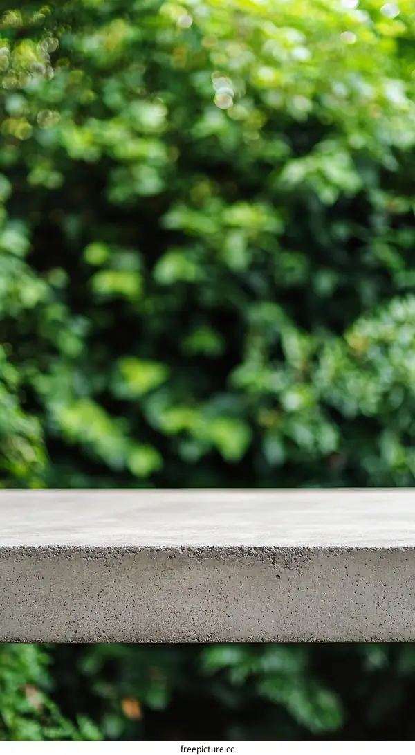Gray Concrete Surface Against Green Nature Background