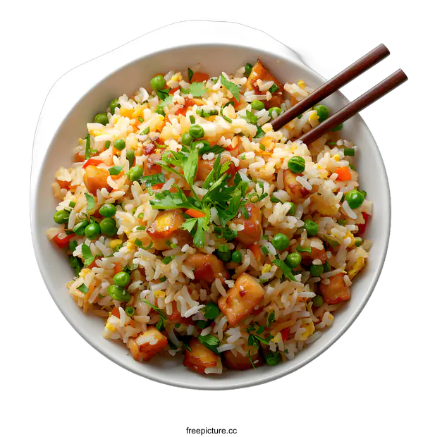 [Transparent Background PNG]Fried rice with vegetables and tofu