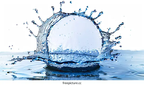 Water Splash with a Prominent Bubble