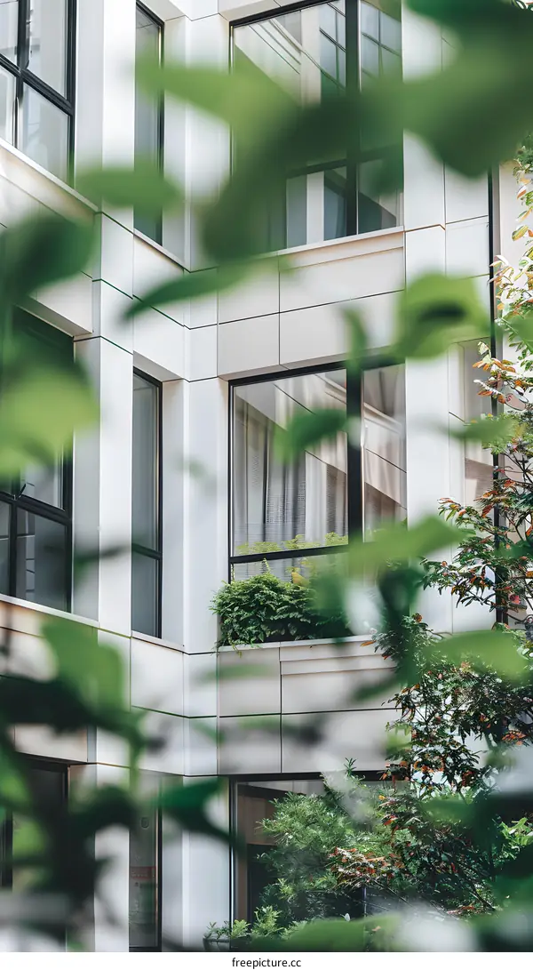 Modern Building with Greenery