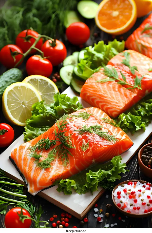 Fresh Salmon Fillets with Herbs and Vegetables