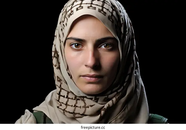 Portrait of a Young Muslim Woman in a Hijab