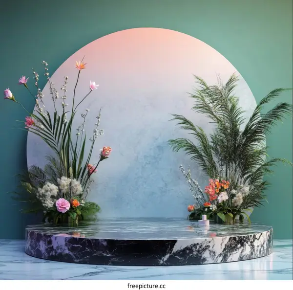 Floral Arrangement on a Marble Platform