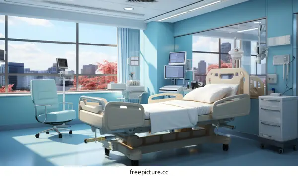 Modern Hospital Room with Medical Equipment