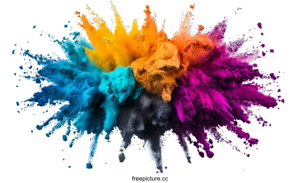 [Transparent Background PNG]Colorful Powder Explosion Abstract Art