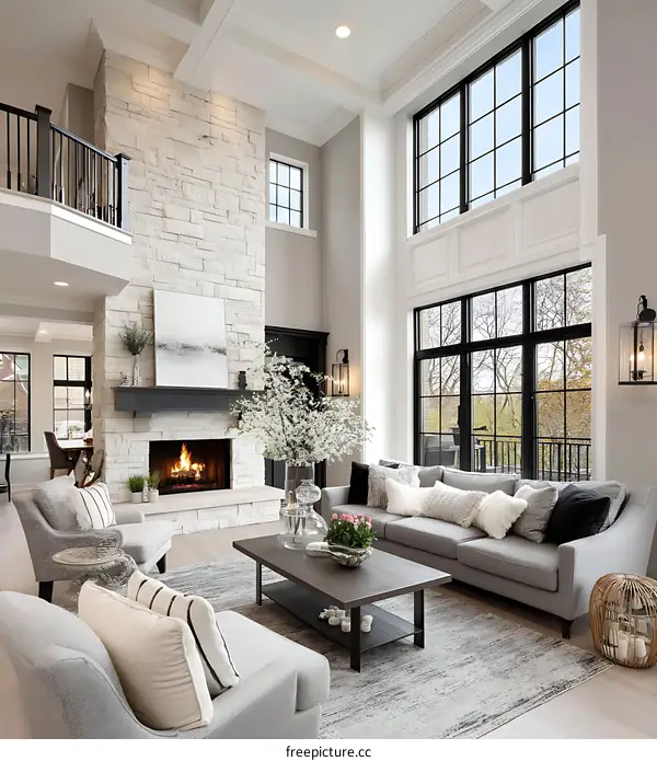 Modern Farmhouse Living Room with Large Windows