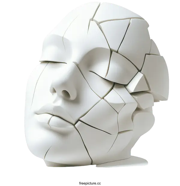 [Transparent Background PNG]Fractured Face Sculpture Art