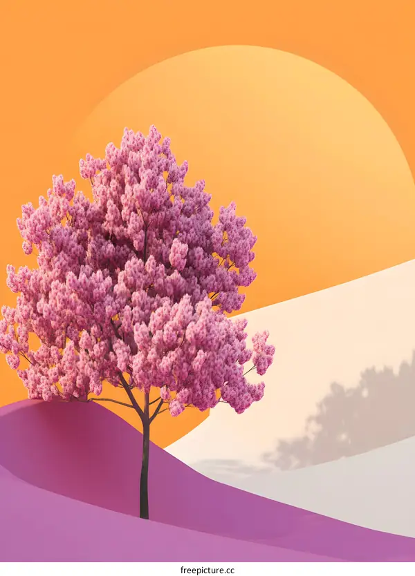 Pink Cherry Blossom Tree With Abstract Background