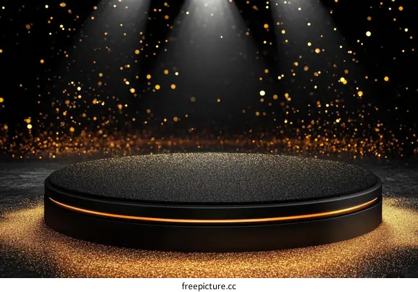 Elegant Black Stage with Golden Glitter