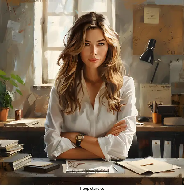 Confident Woman at her Desk