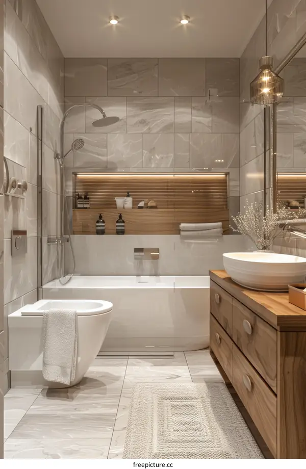 Modern Bathroom Interior Design with Tub and Shower