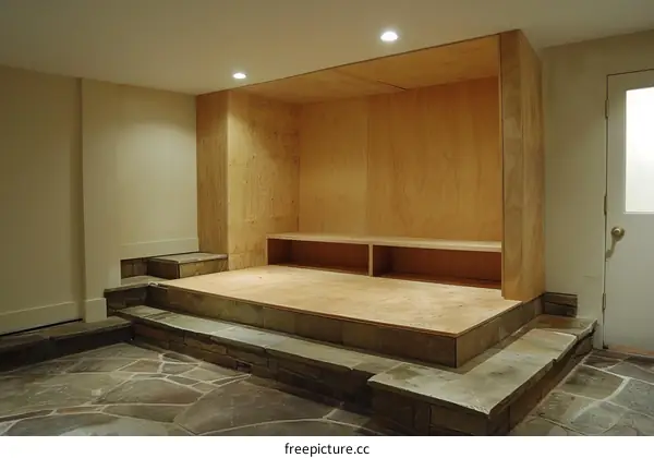 unfinished room with wooden platform