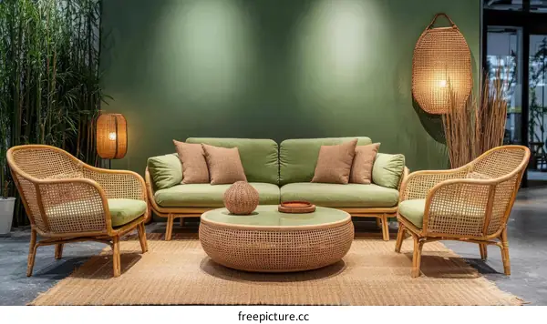 Modern Rattan Living Room Furniture Set