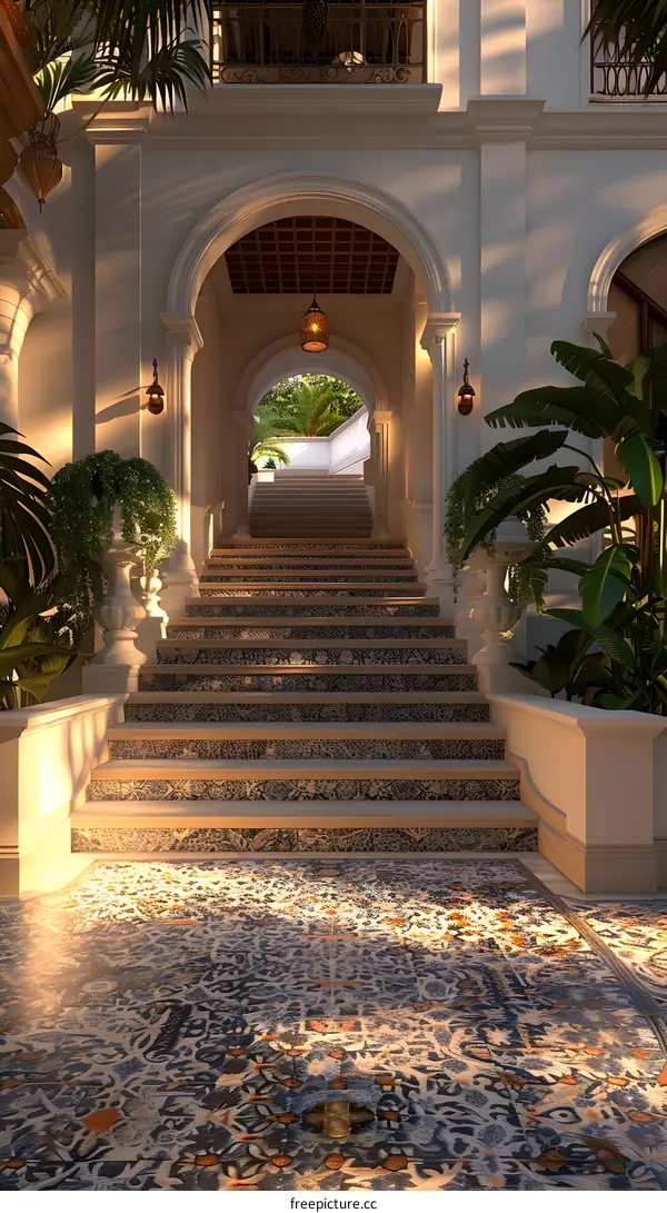 Staircase in a Mediterranean villa
