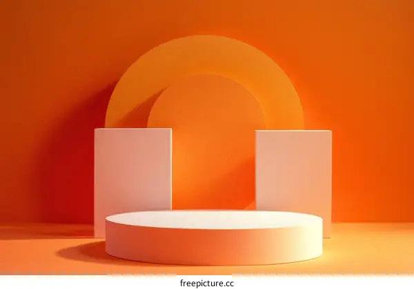 Abstract Geometric Product Display Orange Background