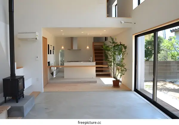 Modern Japanese Home Interior Design with Wood and Concrete