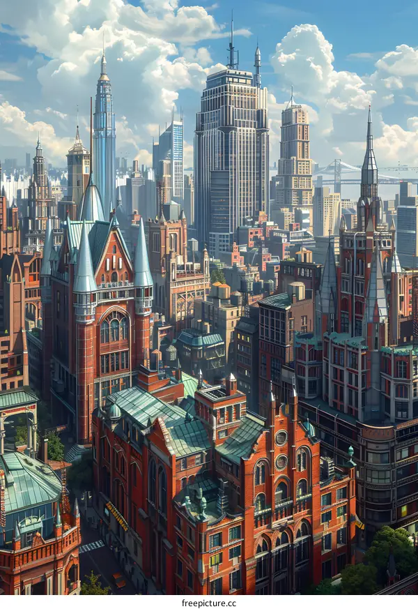 The融合哥特式建筑与现代都市的融合