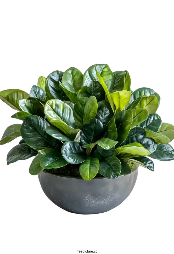 [Transparent Background PNG]Green Plant in a Gray Pot on a White Background