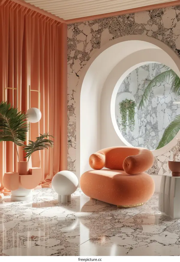 Modern Interior Design Living Room Rendering