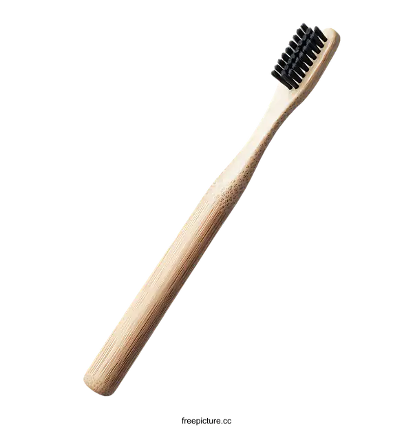 [Transparent Background PNG]Bamboo Toothbrush with Black Bristles