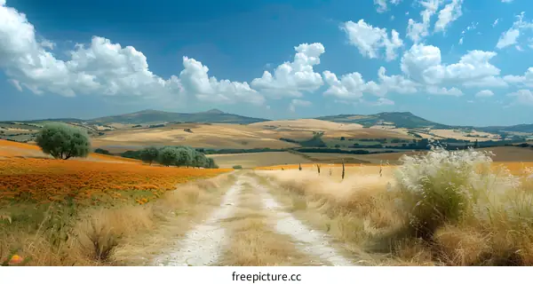 The road through the middle of the hills