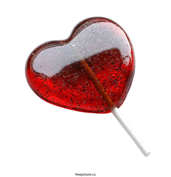 [Transparent Background PNG]Heart Shaped Red Lollipop on White Background