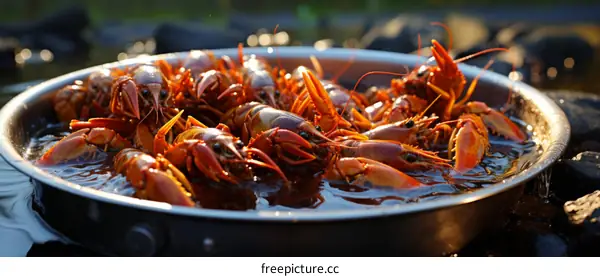 A Bountiful Harvest: A Pot of Freshly Caught Crayfish