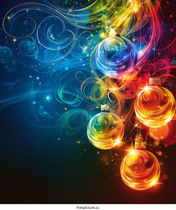 Glowing Christmas Ornaments Festive Background