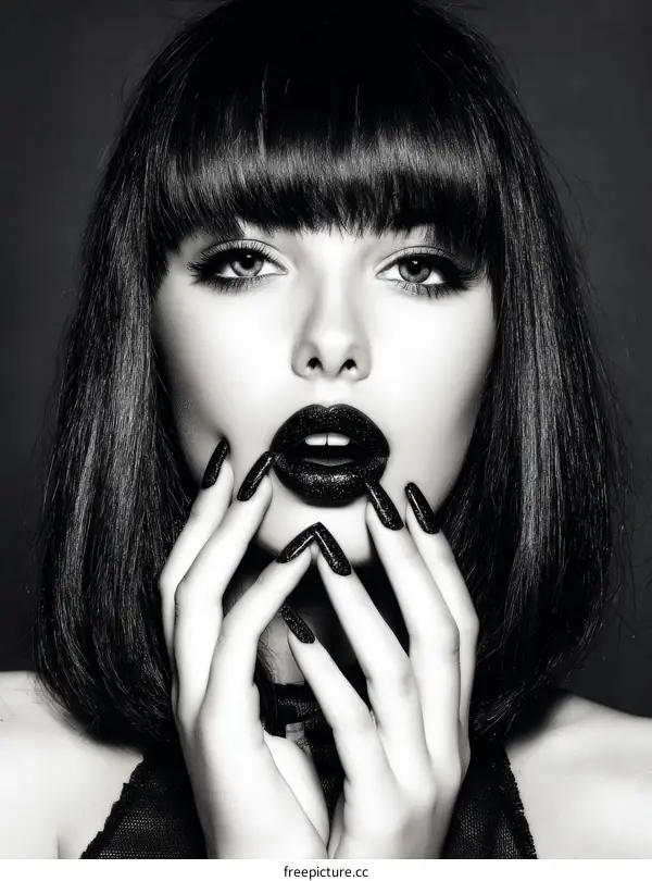 Black and White Fashion Portrait of a Woman