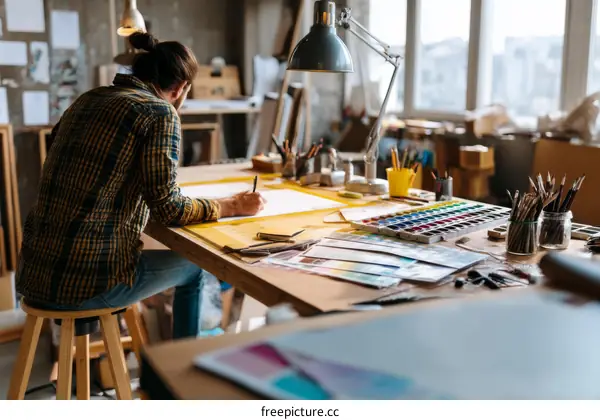 Artist Working in a Creative Studio