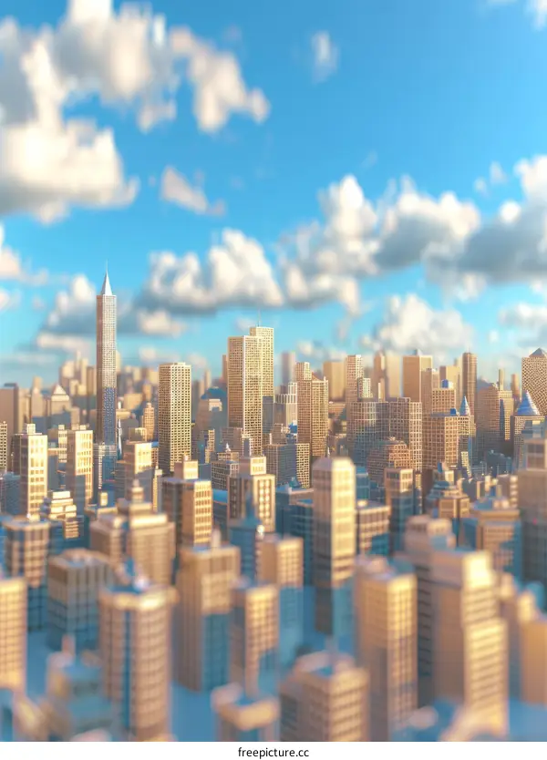 A Bustling City with Towering Skyscrapers and a Vibrant Atmosphere