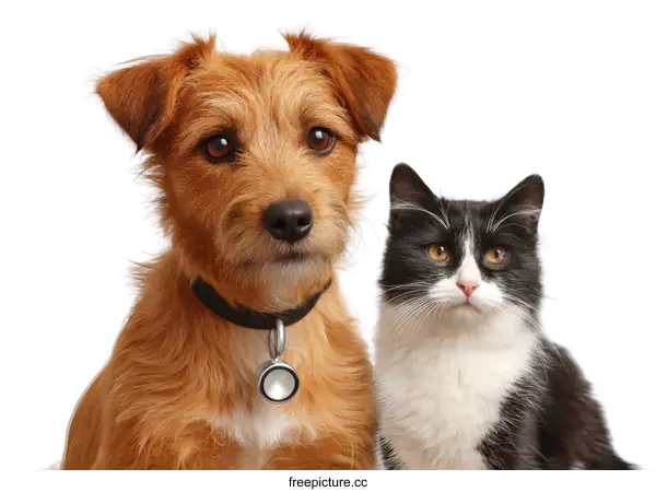 [Transparent Background PNG]Adorable Dog and Cat Portrait