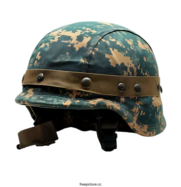 [Transparent Background PNG]Military Camouflage Helmet Close-up