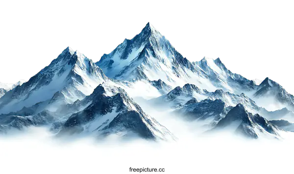 [Transparent Background PNG]Majestic Snow-capped Mountain Range