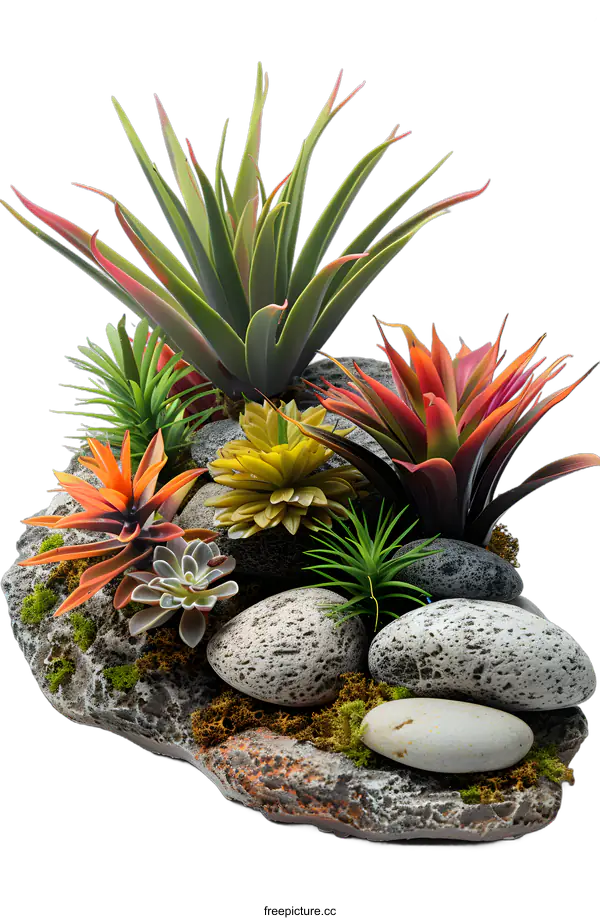 [Transparent Background PNG]Artificial plants and rocks