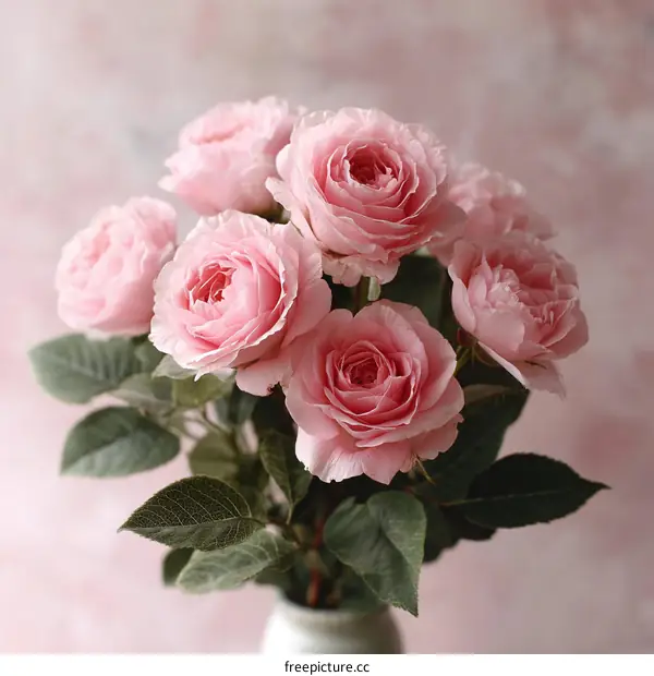 Beautiful Pink Roses Bouquet Close Up