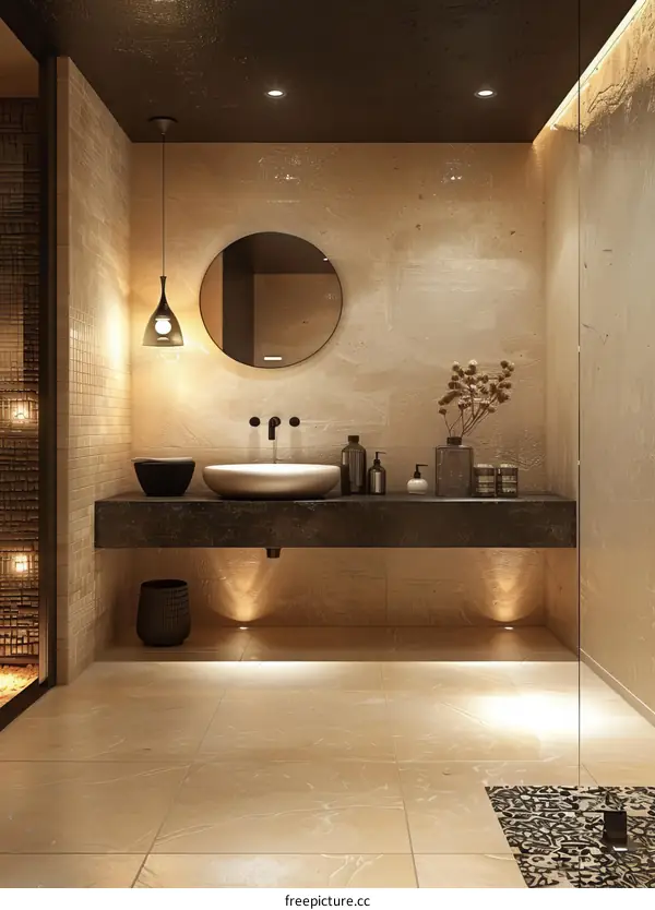 Modern Beige Bathroom Interior Design