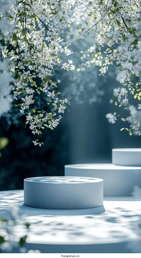Elegant Spring Scene with Display Platforms